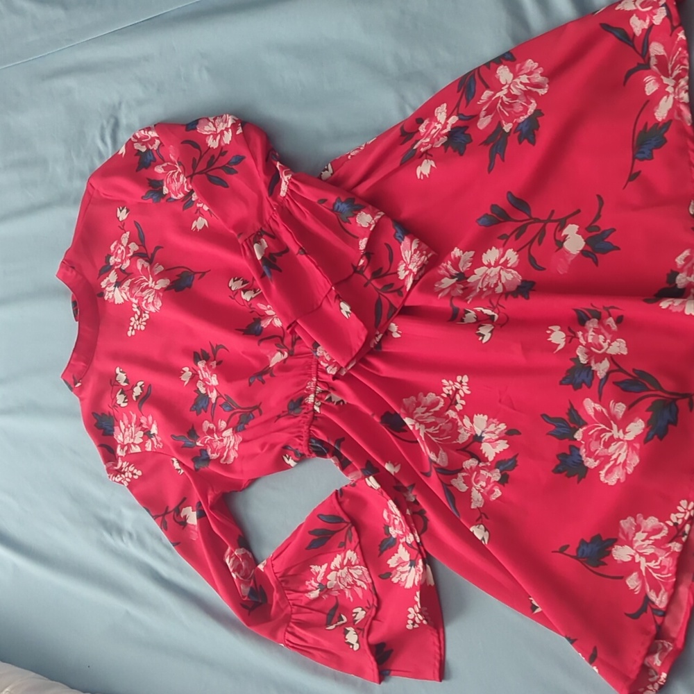 An Asos brand influence, red mini dress